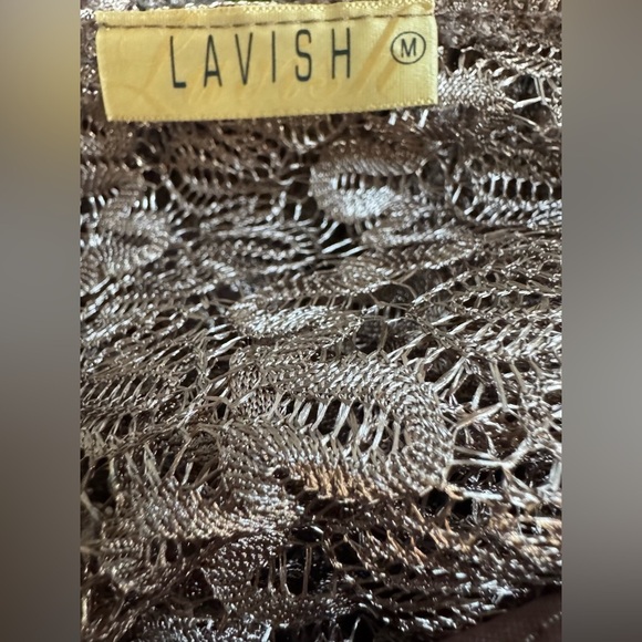 Lavish Brownish Pink Dolman Sleeve Laced lined Embellished Blouse size Medium - Picture 6 of 6